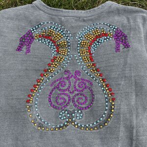 Vingage REPLAY Double-Sided Studded Tee Shirt Sick Fade Gemstone Snake - XL